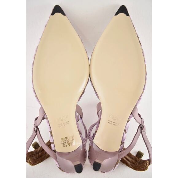 Fendi Colibri Lite Mauve Pink FF Logo Pointed Slingback 55 Kitten Heel Pump 38.5 - Picture 16 of 16